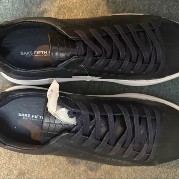 Navy Blue  Leather Sneakers - Size 12 - Picture 3 of 5
